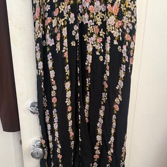 Free People Black Floral Dress boho hippie cottage summer goth resort cover up - Picture 6 of 8